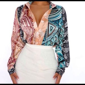 Read The Fine Print ButtonDown Shirt -Multi Color